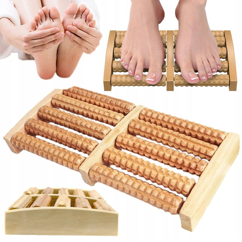 FOOT MASSAGER WOODEN TRADITIONAL ROLLER FOR MASSAGE DOUBLE ROW ROLLER 2x5