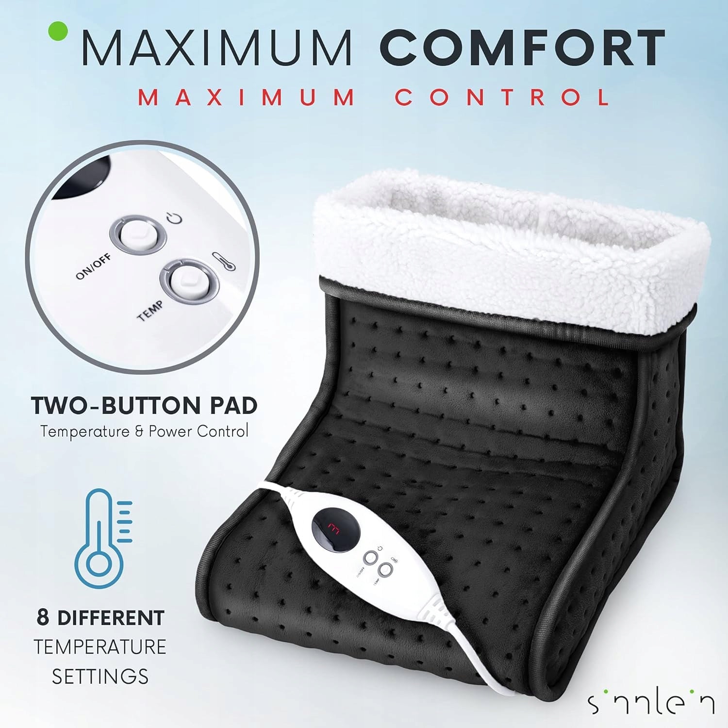 FOOT WARMER 6 TEMPERATURE LEVELS TIMER AUTOMATIC SHUTDOWN Manufacturer code butpod3