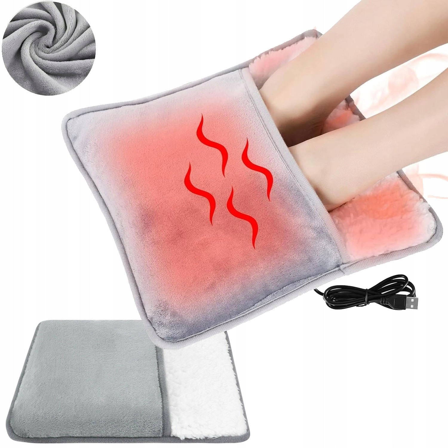 FOOT WARMER ELECTRIC FUR HEATED MAT USB