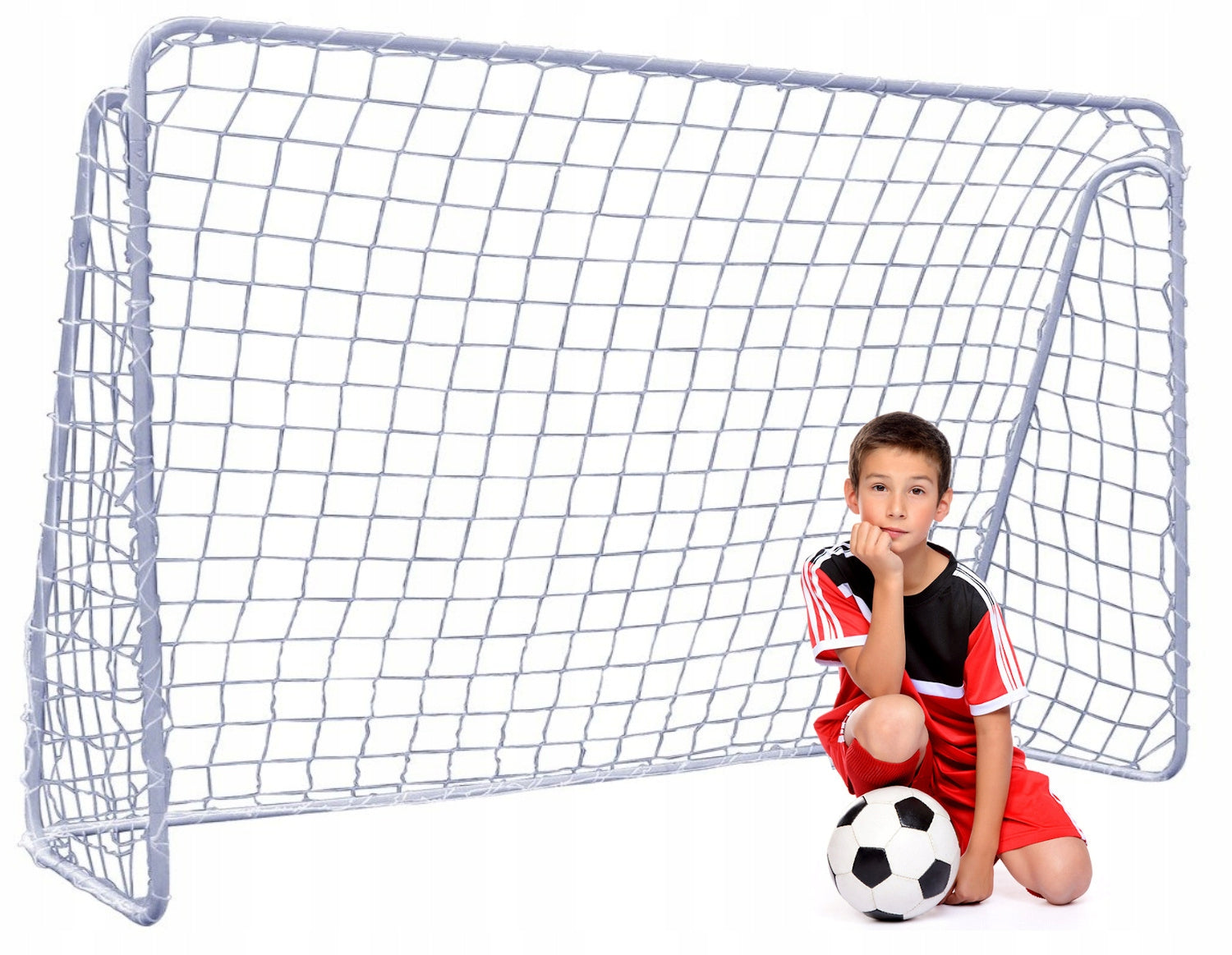 FOOTBALL GOAL LARGE METAL WITH MESH ANCHORS portable 240x150 cm JET5 Product height 150 cm