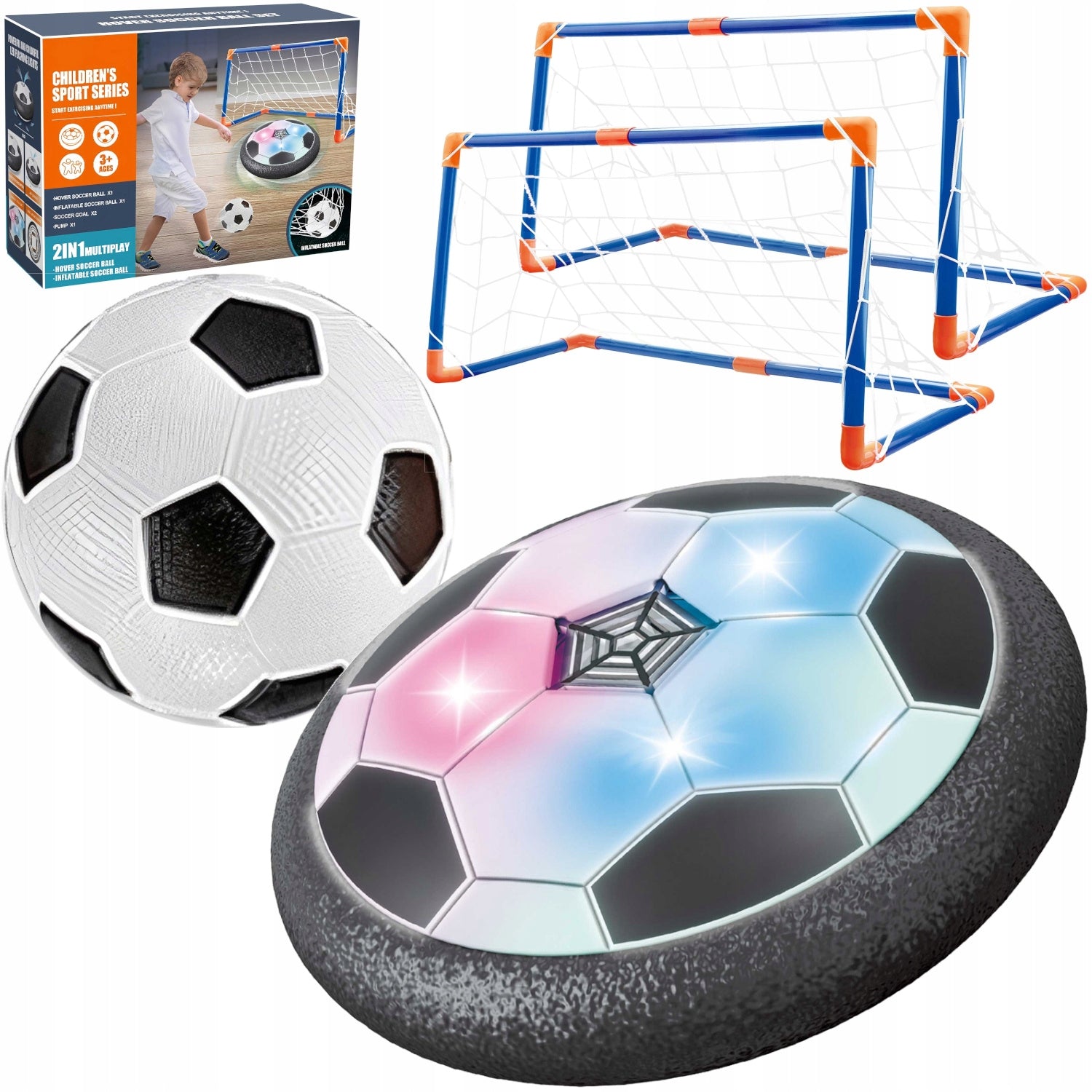 FOOTBALL SET FOOTBALL ON AIR CUSHION DISC HOVERBALL GOAL