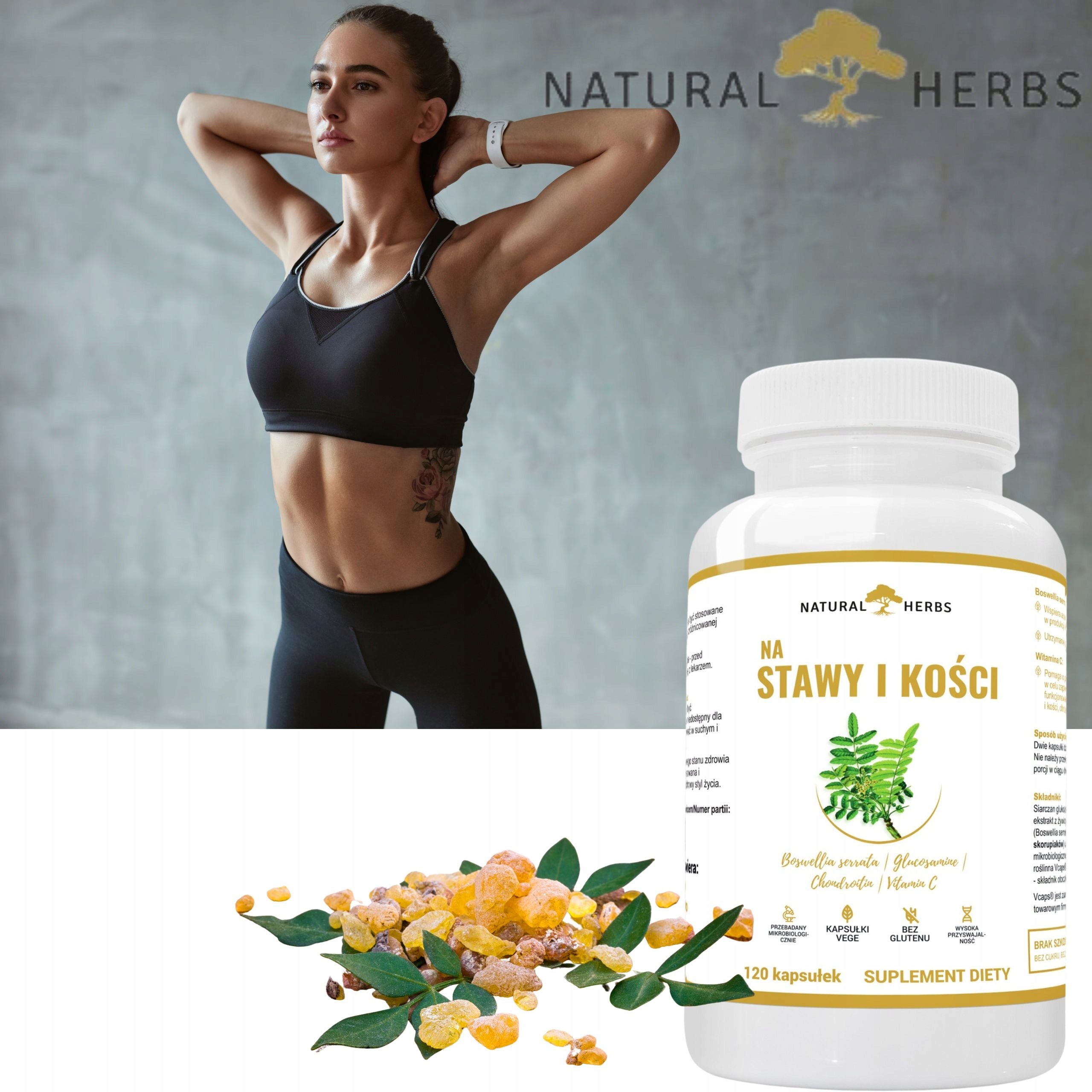FOR JOINTS AND BONES Vitamin C Boswellia glucosamine Immunity Joints 120k Brand Natural Herbs