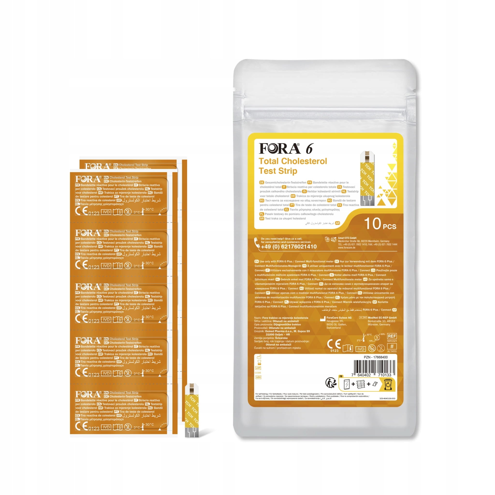 FORA 6 Total Cholesterol Test Strip 10pcs foil pack/per zip bag
