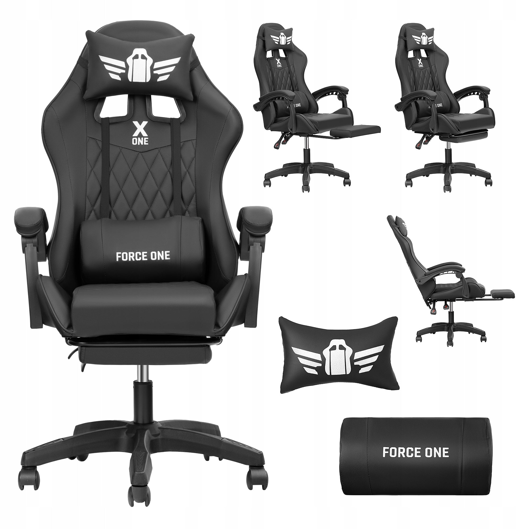 FORCE ONE | Adjustable Bucket Gaming Chair | Massage | Footrest |X ONE
