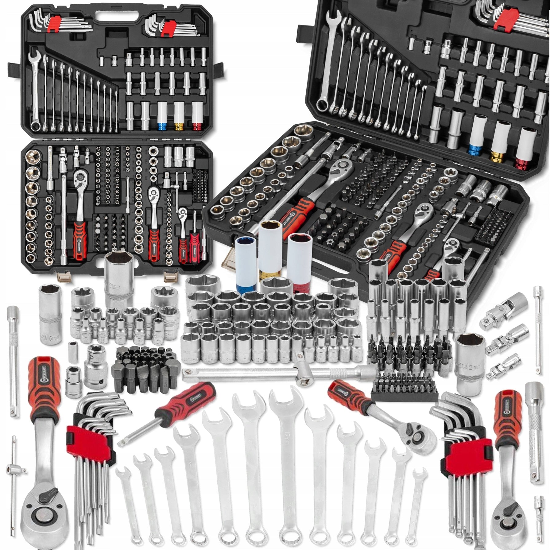 FORCEKRAFT Tool set 222 ELEMENTS CrV steel LARGE set 1/4" 3/8" 1/2
