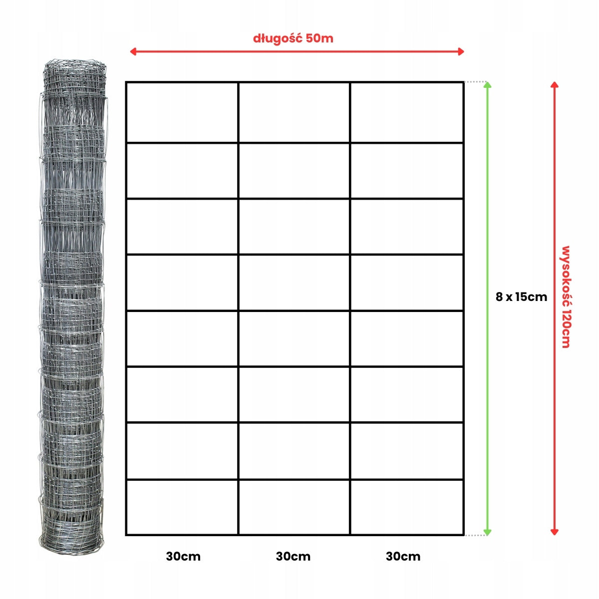 FOREST MESH 120/9/30 L roll 50m GALVANIZED hare roe deer boar field orchard forest Packaging status original