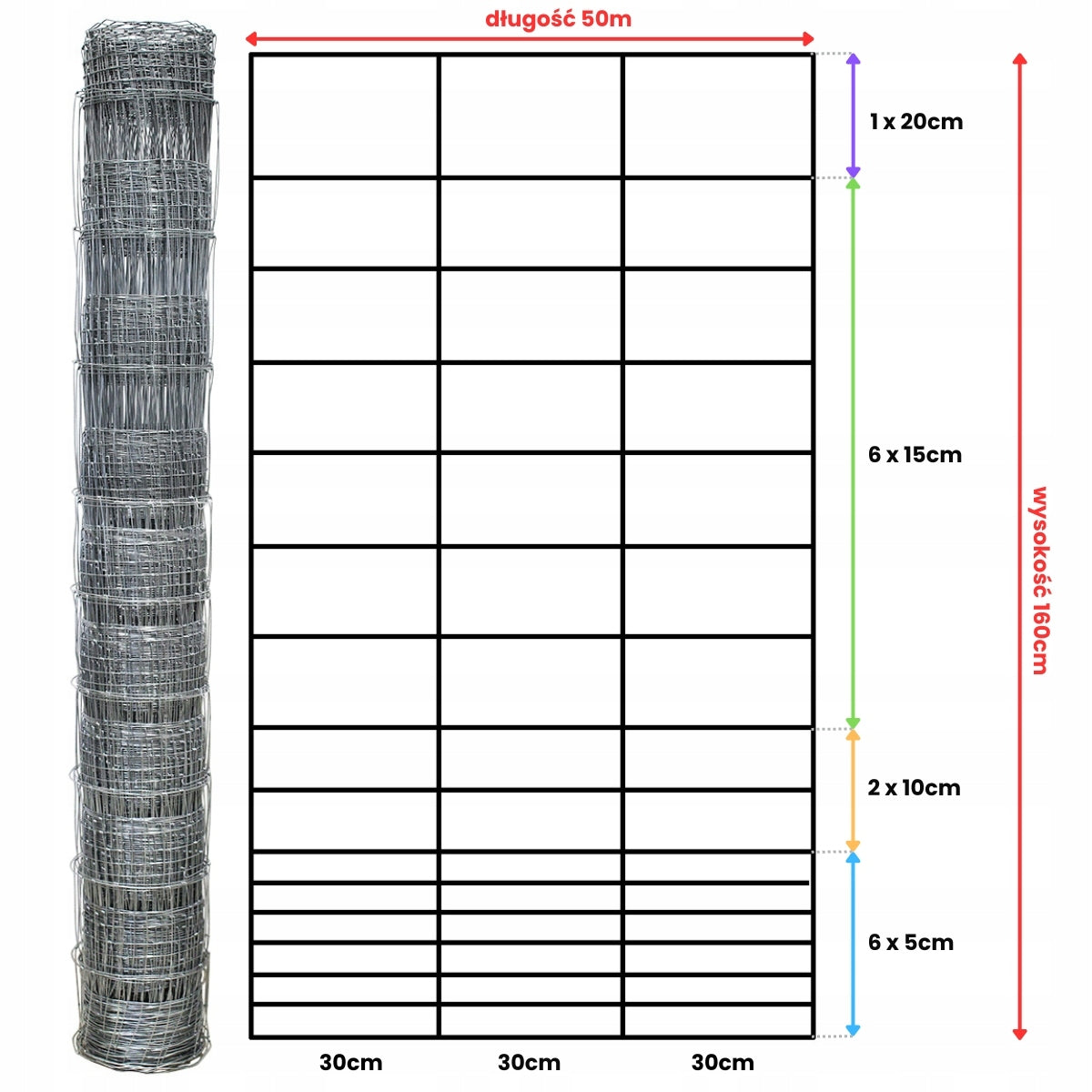 FOREST NET 160/16/30 G6 - 50m GALVANIZED hare roe deer boar field orchard forest Packaging status original