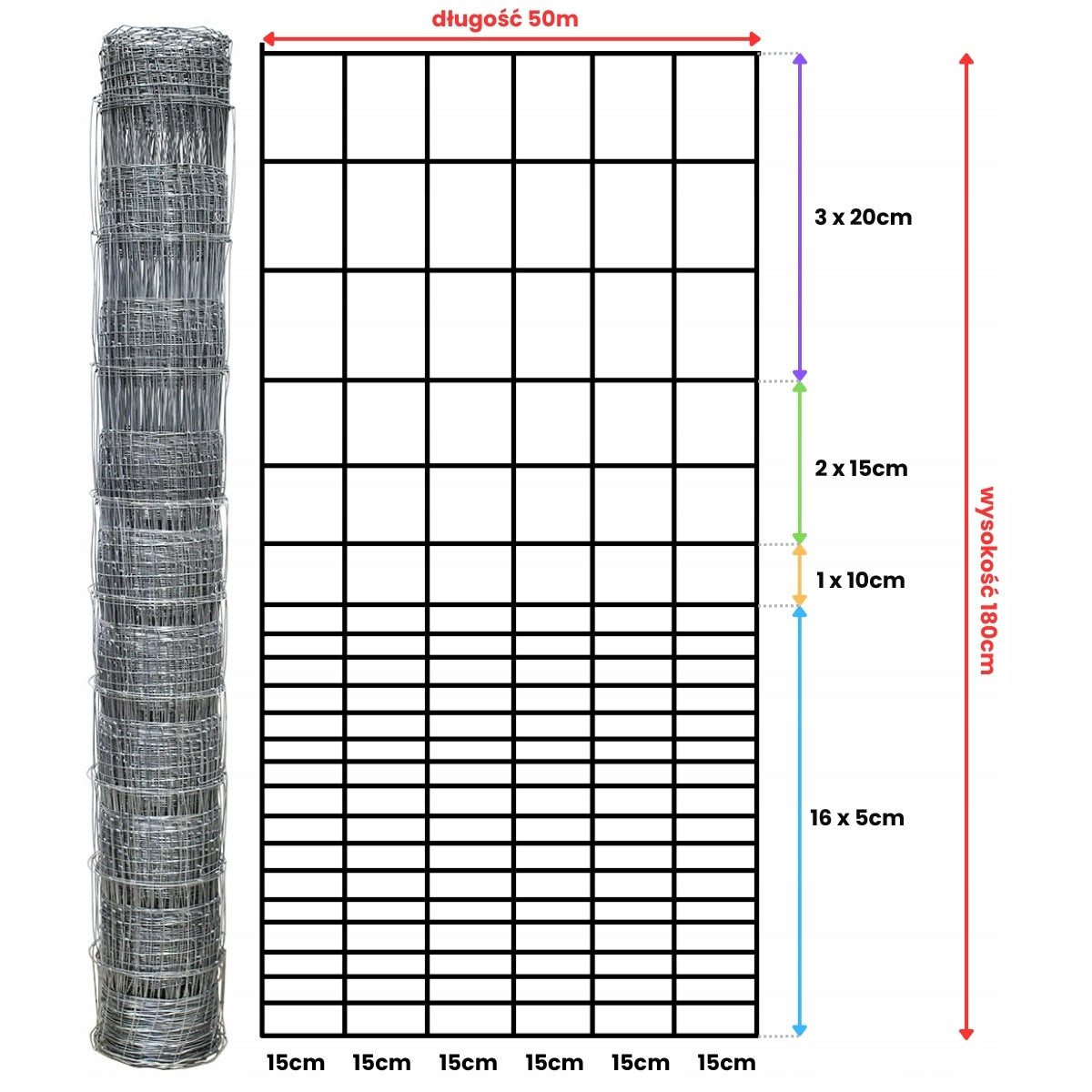 FOREST NET 180/23/15 G16 - 50m GALVANIZED hare roe deer boar field orchard forest Packaging status original