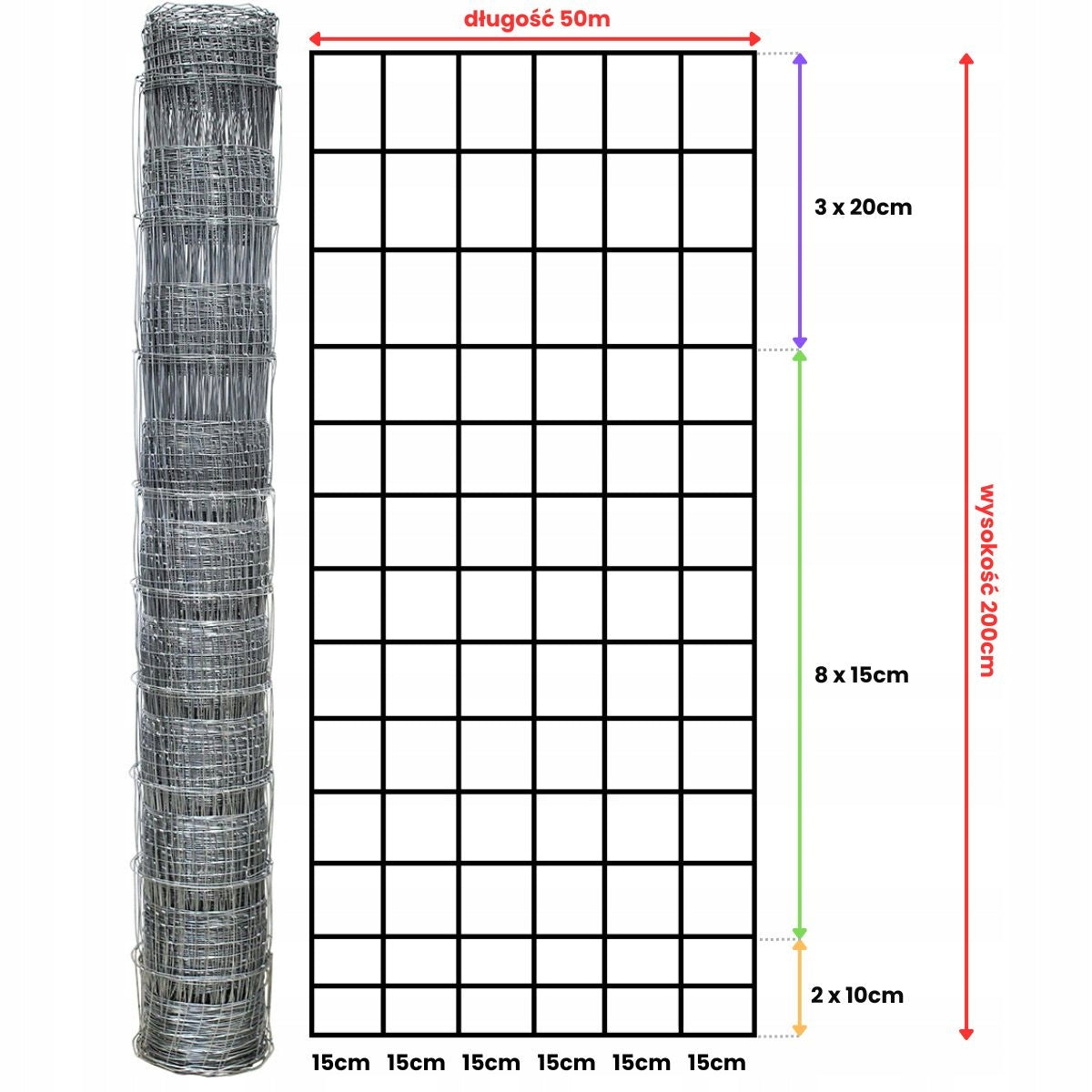 FOREST NET 200/14/15 L roll 50m GALVANIZED hare roe deer boar field orchard forest Packaging status original