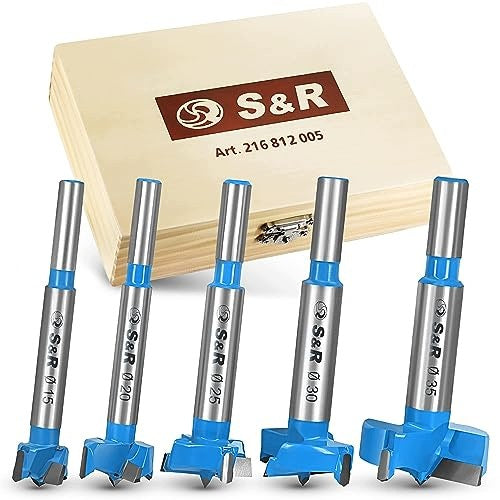 FORSTNER DRILL BITS SET OF 5 PIECES 15 35MM TUNGSTEN CARBIDE WOOD Brand no brand