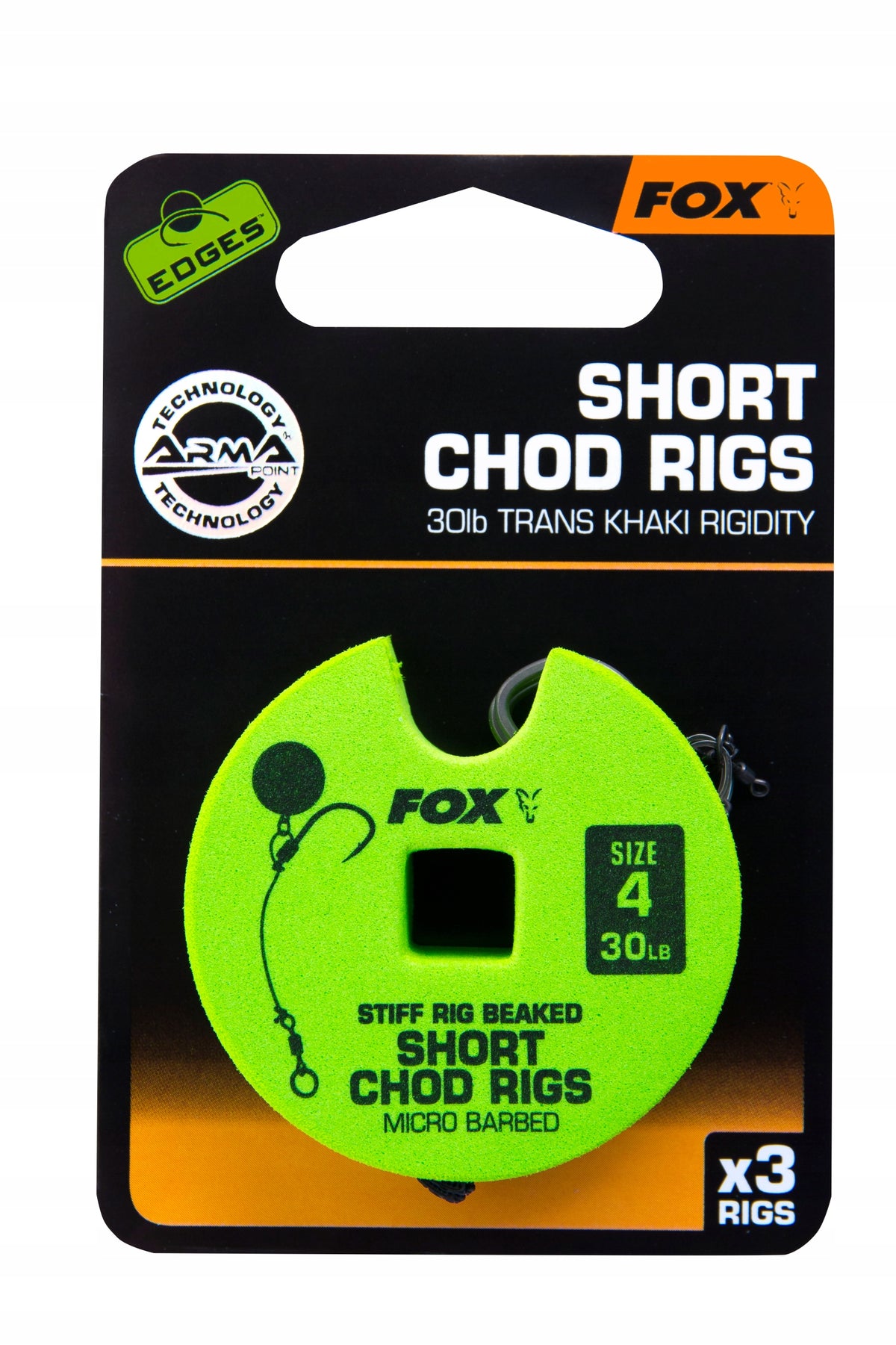 FOX Edge Armapoint Stiff Rig Beaked Chod Rigs Roz4 30lb