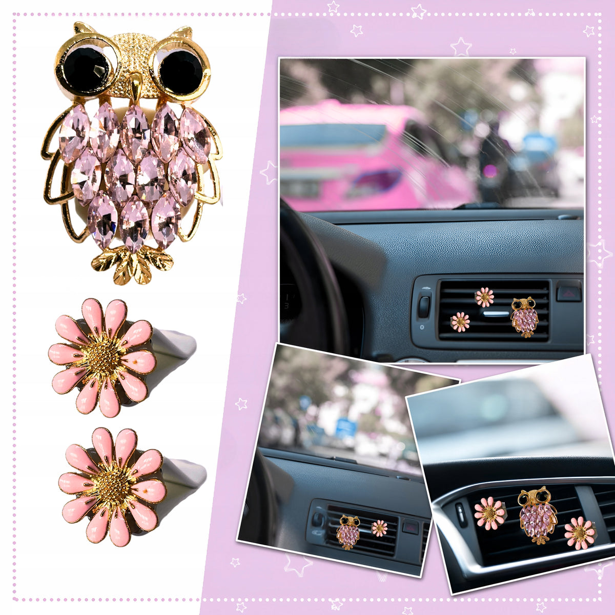 FRAGRANCE FOR CAR ORNAMENT SET + FRAGRANCE OIL OWL DIFFUSER FOR CAR Packaging status original