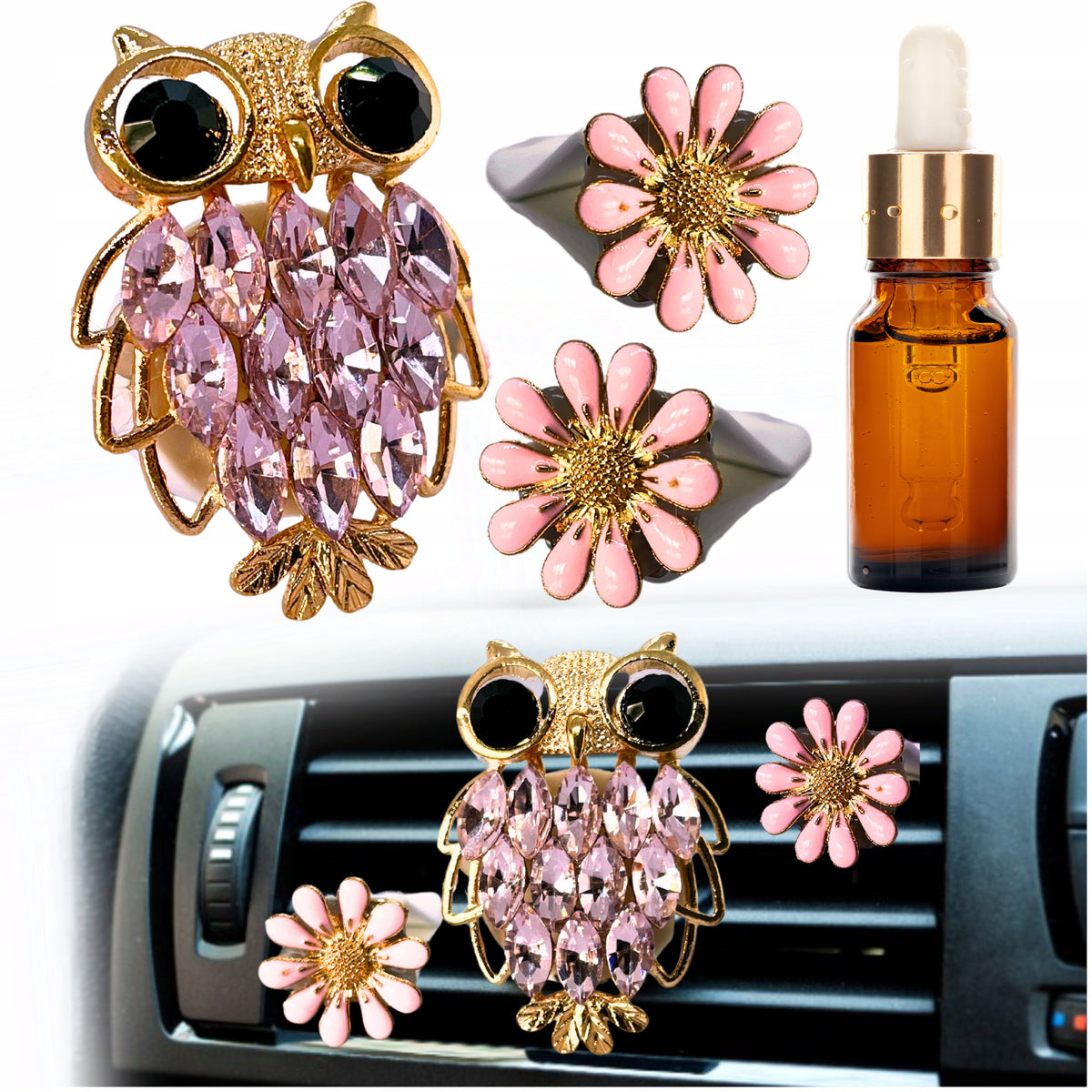 FRAGRANCE FOR CAR ORNAMENT SET + FRAGRANCE OIL OWL DIFFUSER FOR CAR
