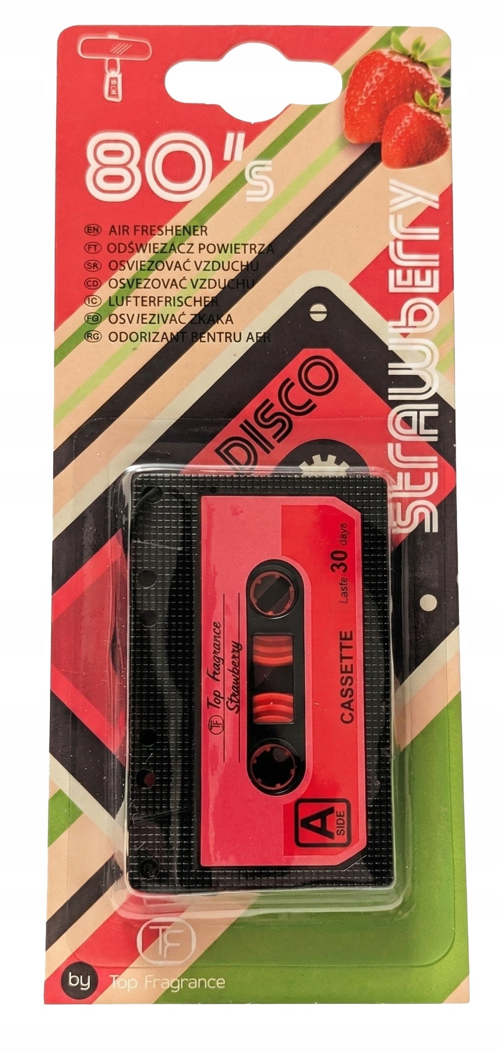 FRAGRANCE FOR CAR STRAWBERRY CASSETTE RETRO STYLE SUPER LOOK 30 DAYS GIFT Manufacturer's catalog number 012147