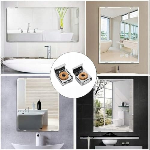 FRAMELESS WALL MIRROR HOOKS STAINLESS STEEL SET OF 8 Manufacturer code Bez marki