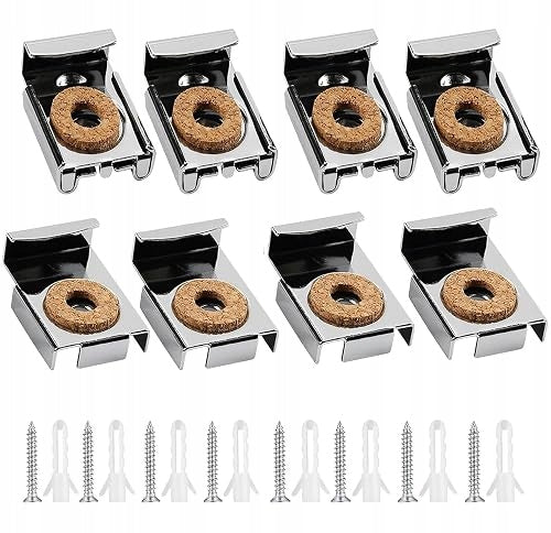 FRAMELESS WALL MIRROR HOOKS STAINLESS STEEL SET OF 8