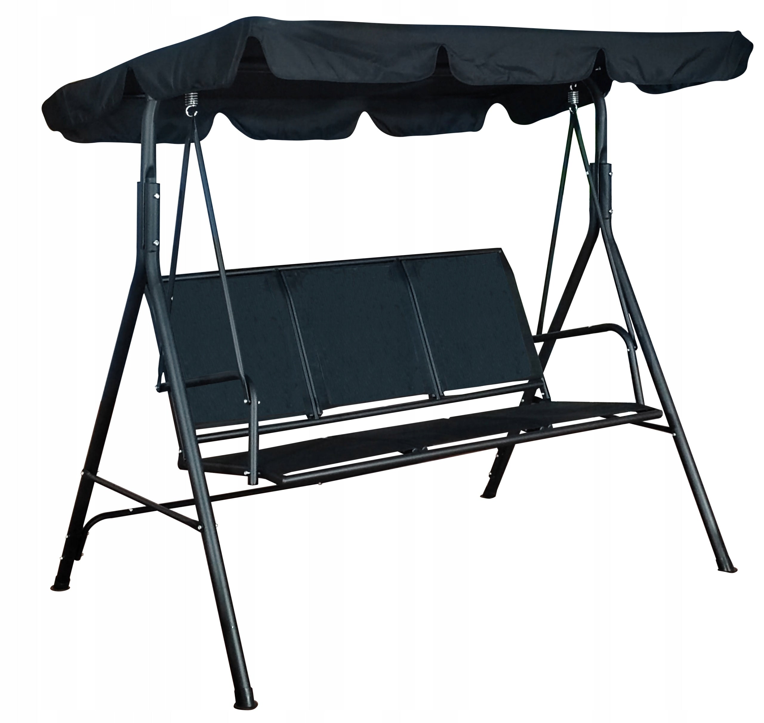 FREESTANDING GARDEN SWING 3 SEATER ROCKING BENCH CANOPY SPLIT BLACK