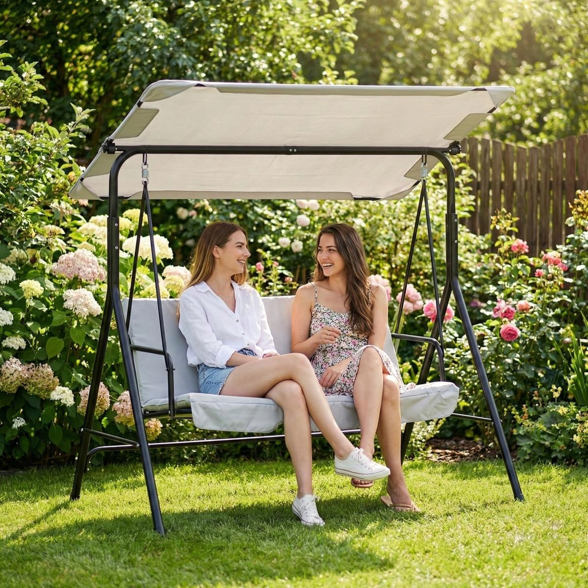 FREESTANDING GARDEN SWING 3 seater ROCKING BENCH PROGARDEN Material of manufacture metal fabric