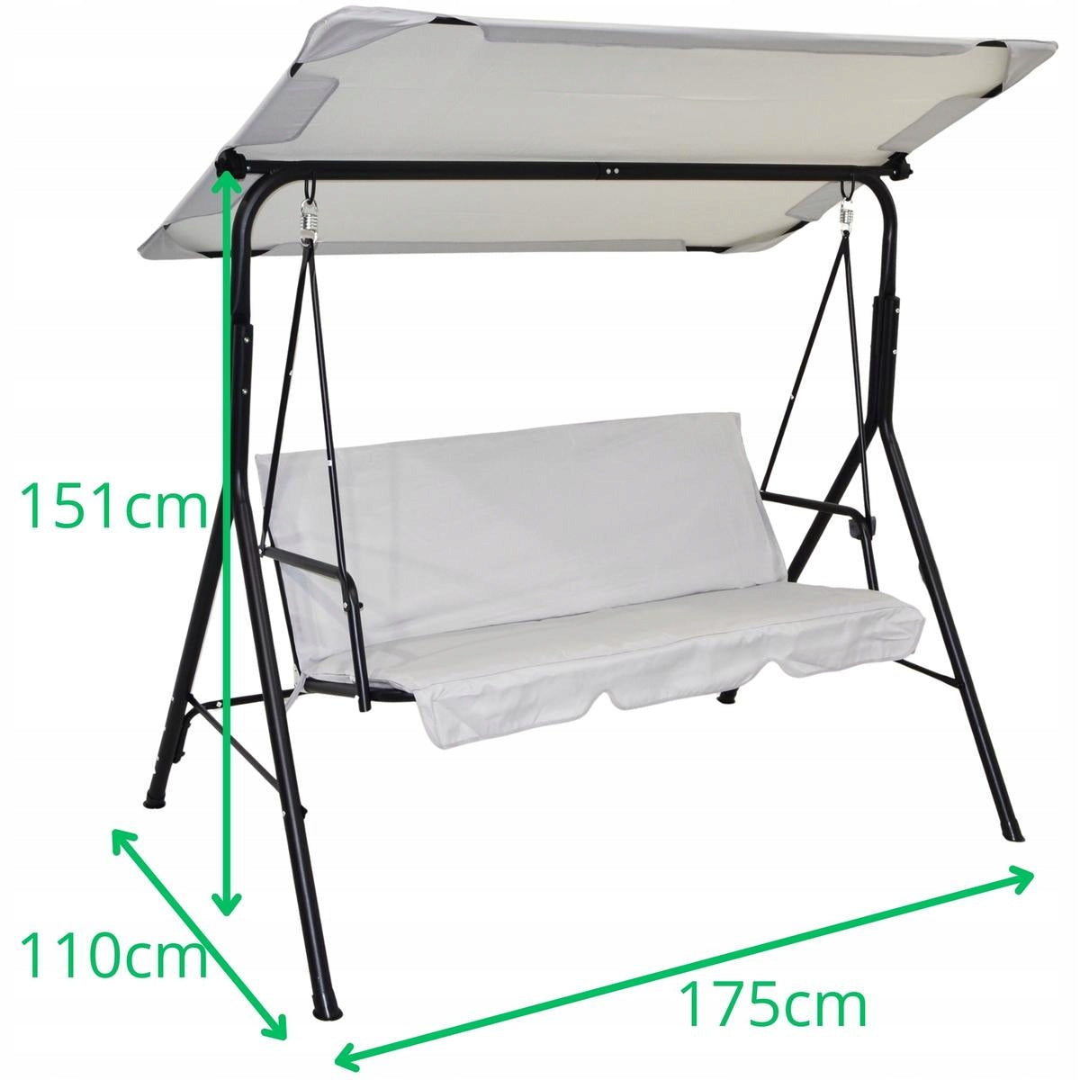 FREESTANDING GARDEN SWING 3 seater ROCKING BENCH PROGARDEN Seat width 47 cm