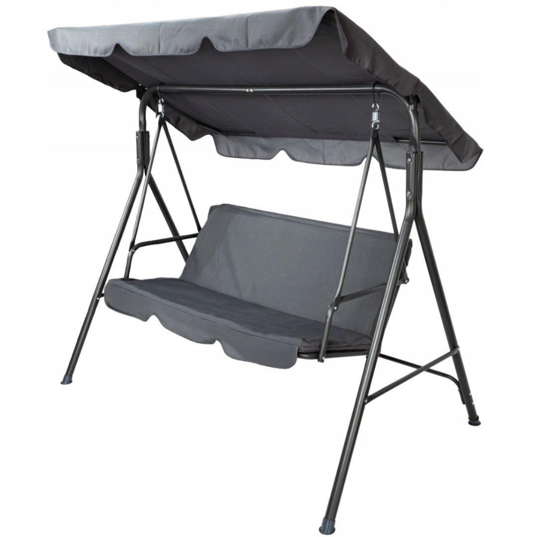 FREESTANDING GARDEN SWING FOR THREE PEOPLE BALCONY TERRACE GREY Packaging status original
