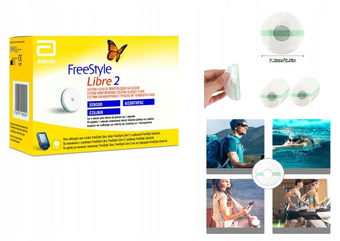 FREESTYLE LIBRE 2 GLUCOSE MEASURING SENSOR +2x PROTECTIVE PATCHES DYS.Poland Packaging status original