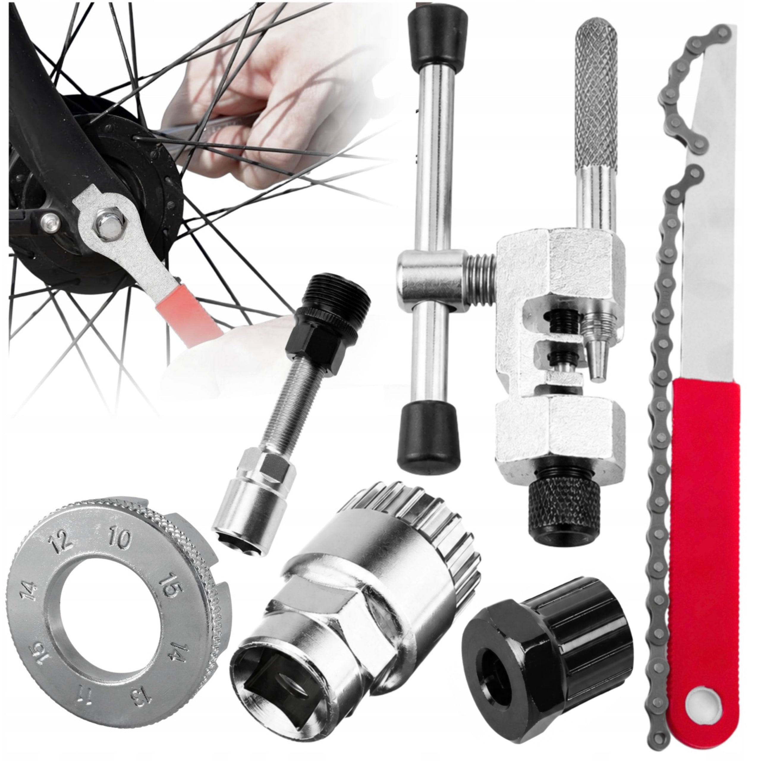 FREEWHEEL CHAIN KEY SUPPORT CRANK PULLER BICYCLE WRENCH SET