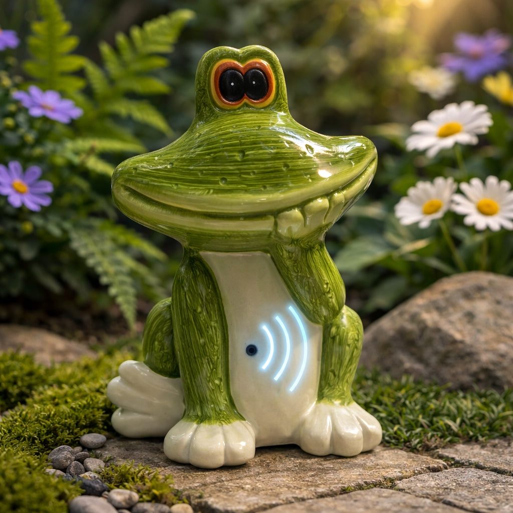 FROG GARDEN FIGURINE WITH MOTION SENSOR 24 cm