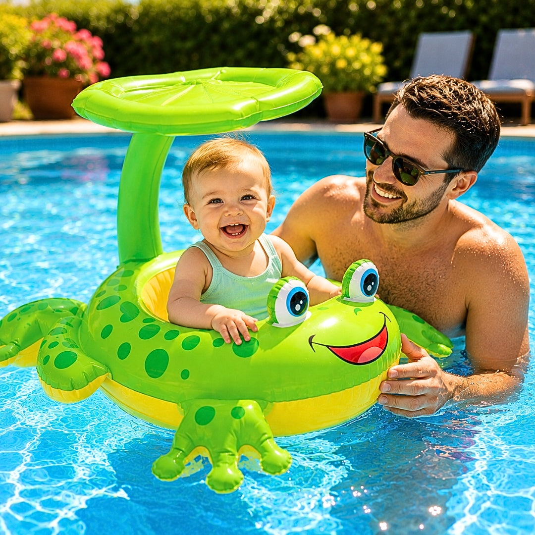 FROG WITH CANOPY Infant Swimming Wheel SEAT CANOPY Pontoon Brand DK
