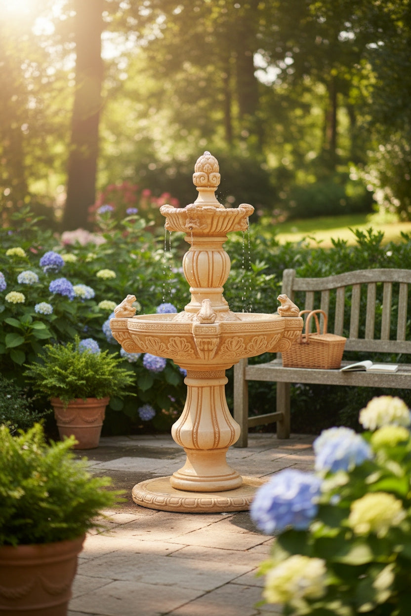 FROGGIA GARDEN FOUNTAIN WITH CONGLOMERATE CONCRETE FOUNTAIN FIGURE | 13 COLORS Manufacturer code 1044