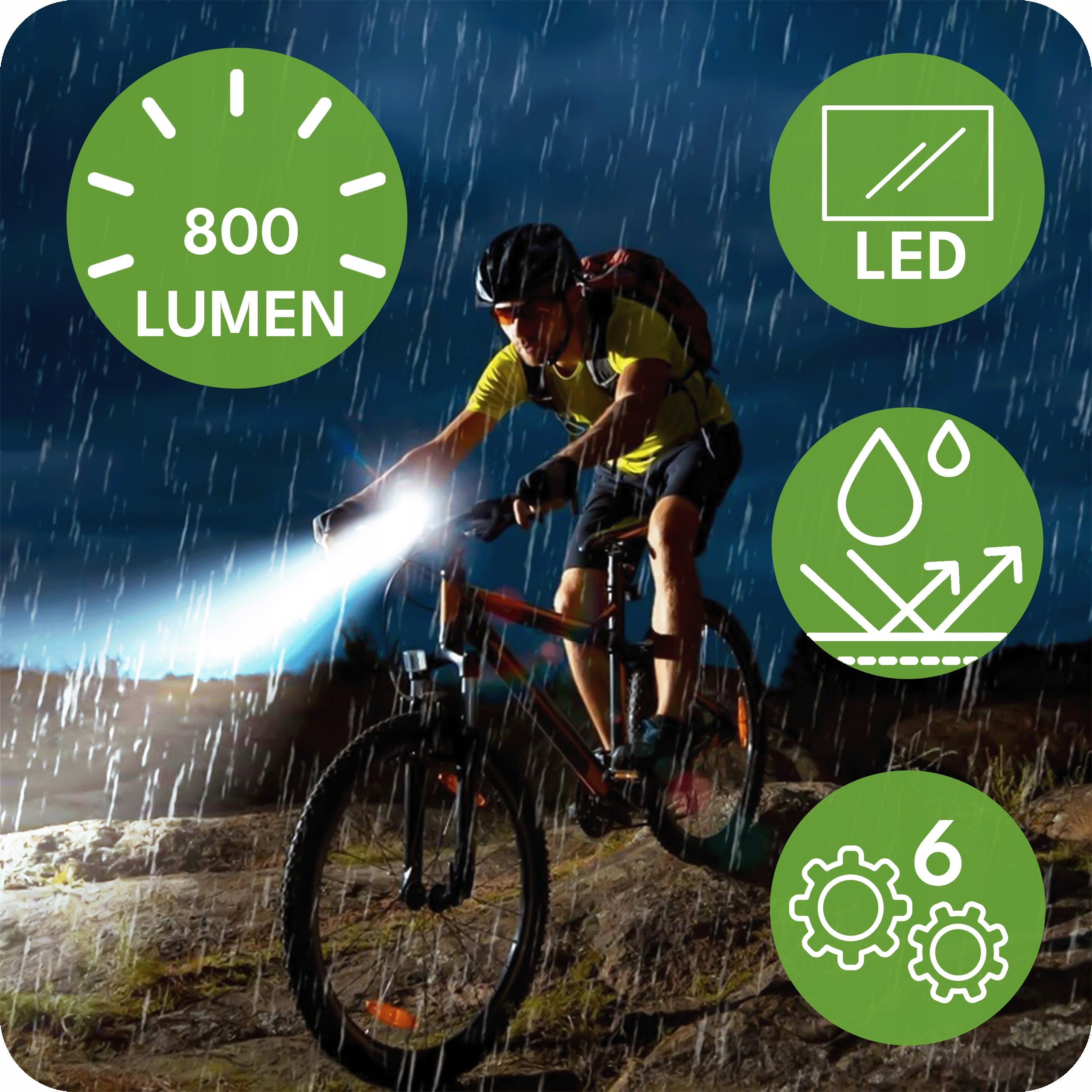 FRONT AND REAR BICYCLE LIGHT LED POWERFUL SET CHARGER 2in1 10 MODE Light source LED
