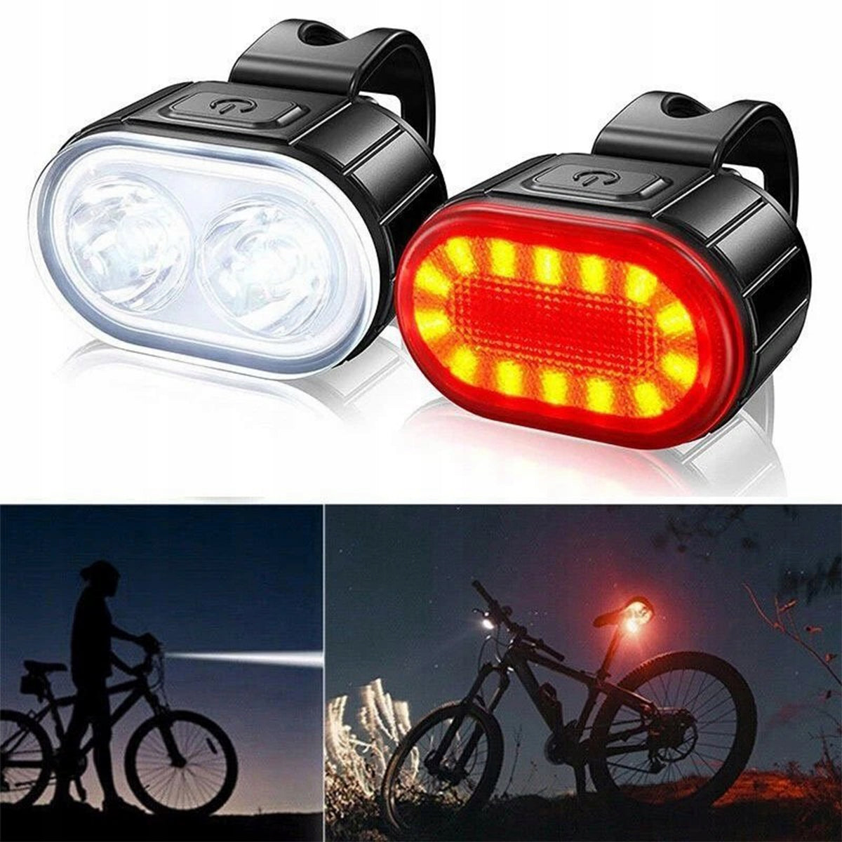FRONT AND REAR BIKE LIGHT LED STRONG BATTERY FOR BIKE SET Packaging status original