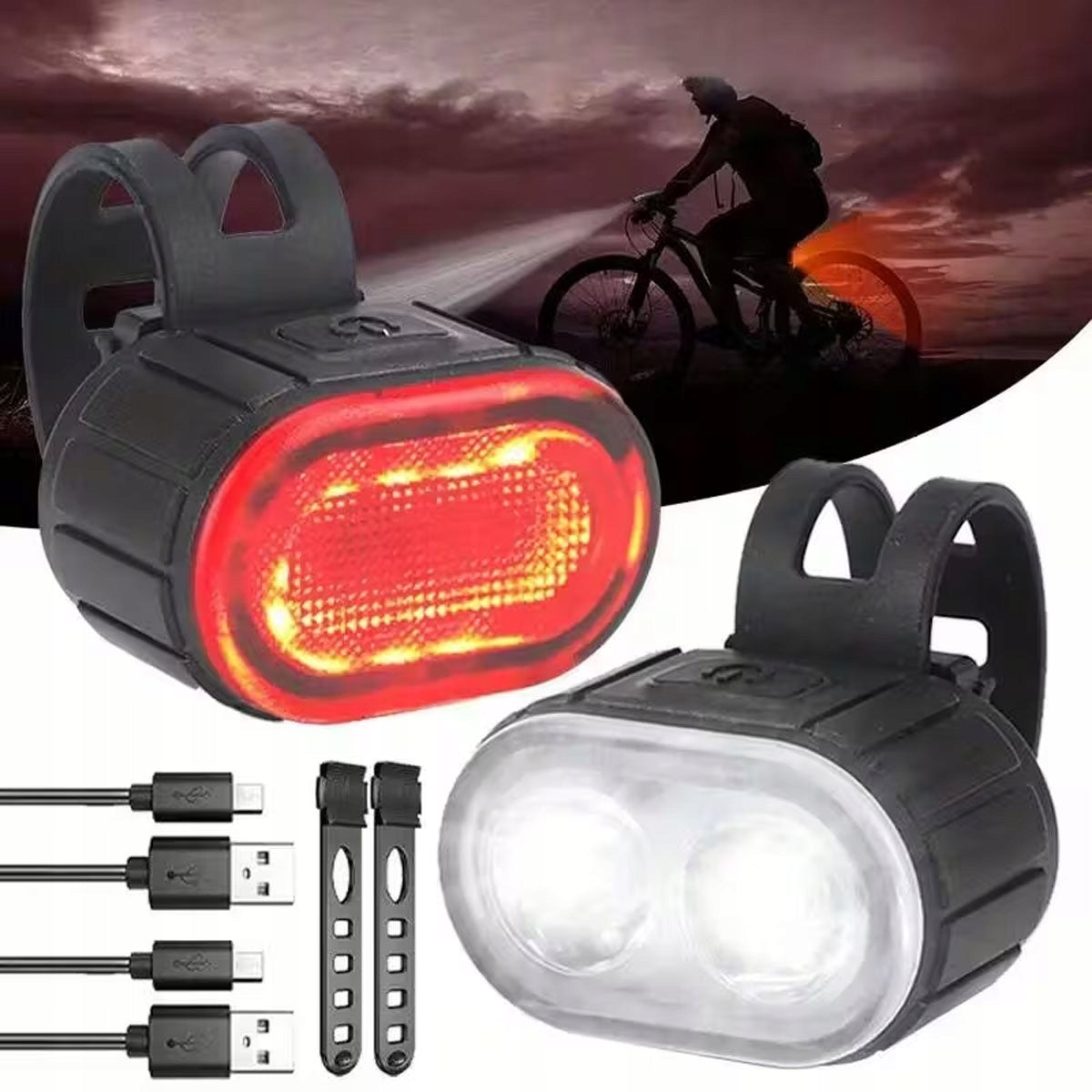 FRONT AND REAR BIKE LIGHT LED STRONG BATTERY FOR BIKE SET
