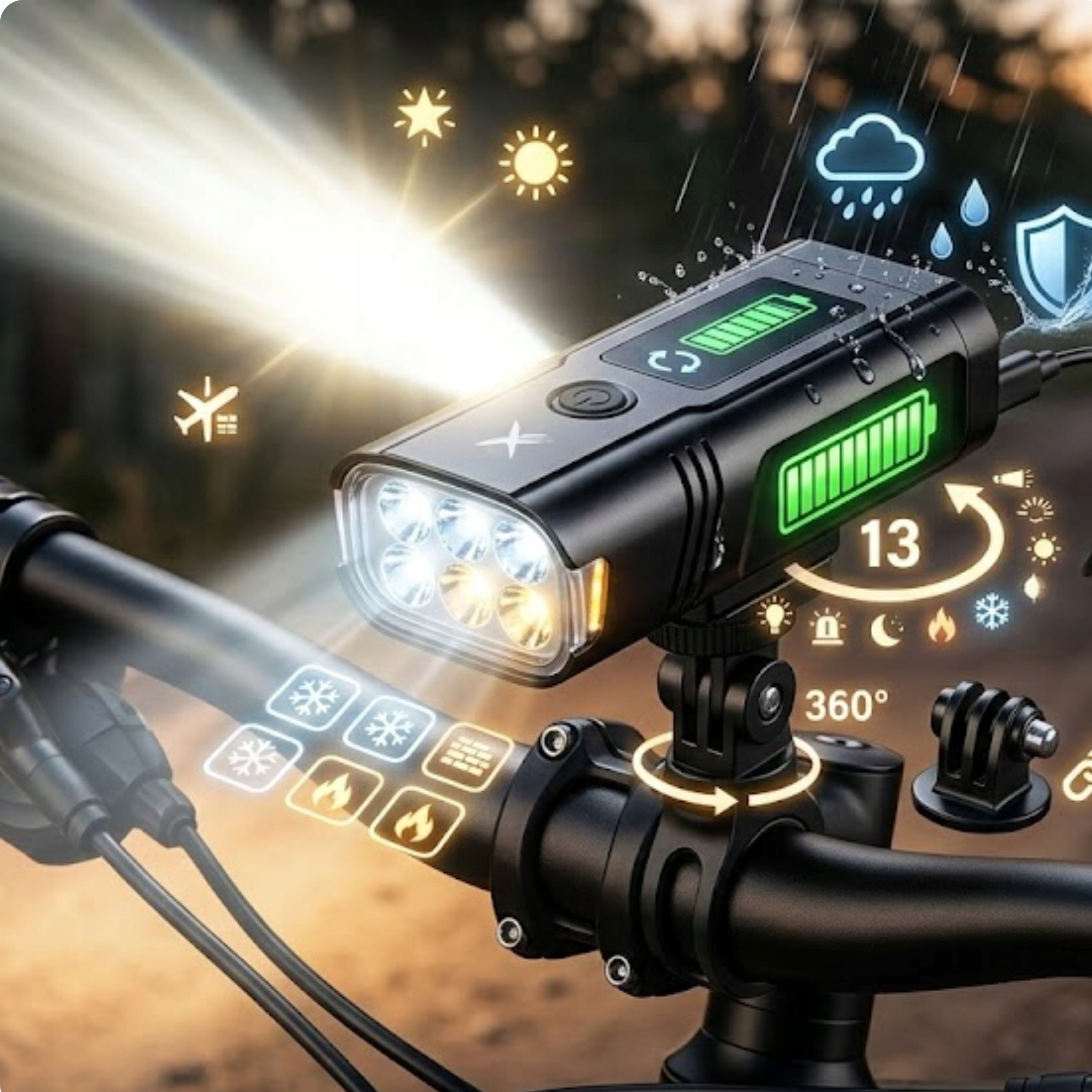 FRONT BIKE LAMP LED Usb C Strong 2000lm with powerbank function SPECTER Packaging status original