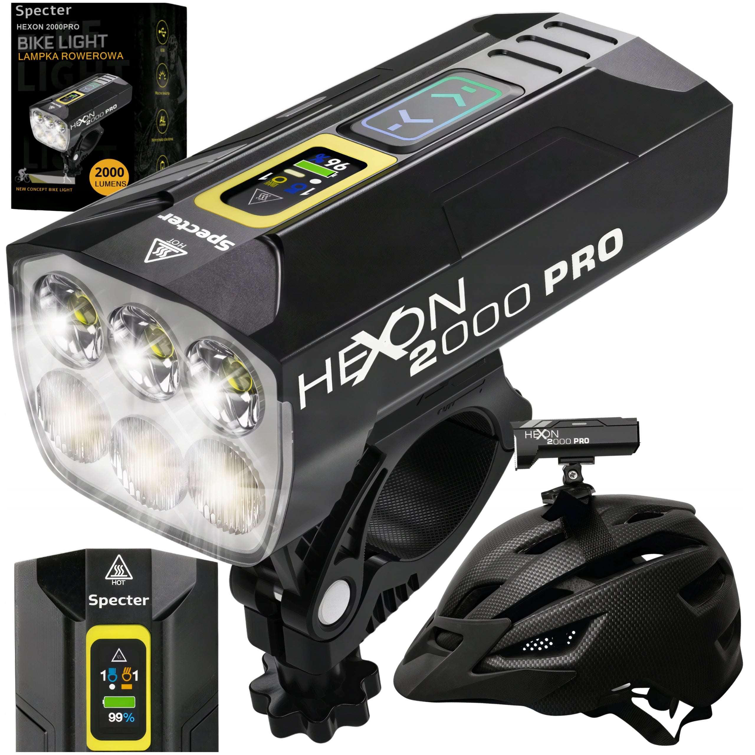 FRONT BIKE LAMP LED Usb C Strong 2000lm with powerbank function SPECTER