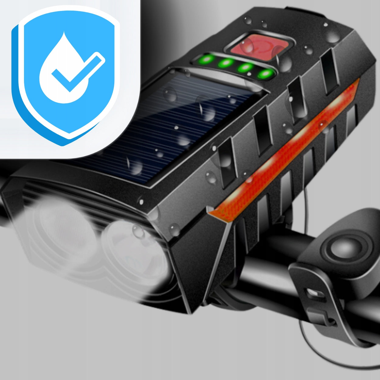 FRONT BIKE LIGHT LED LOUD BELL RECHARGEABLE 2400mAh Color black