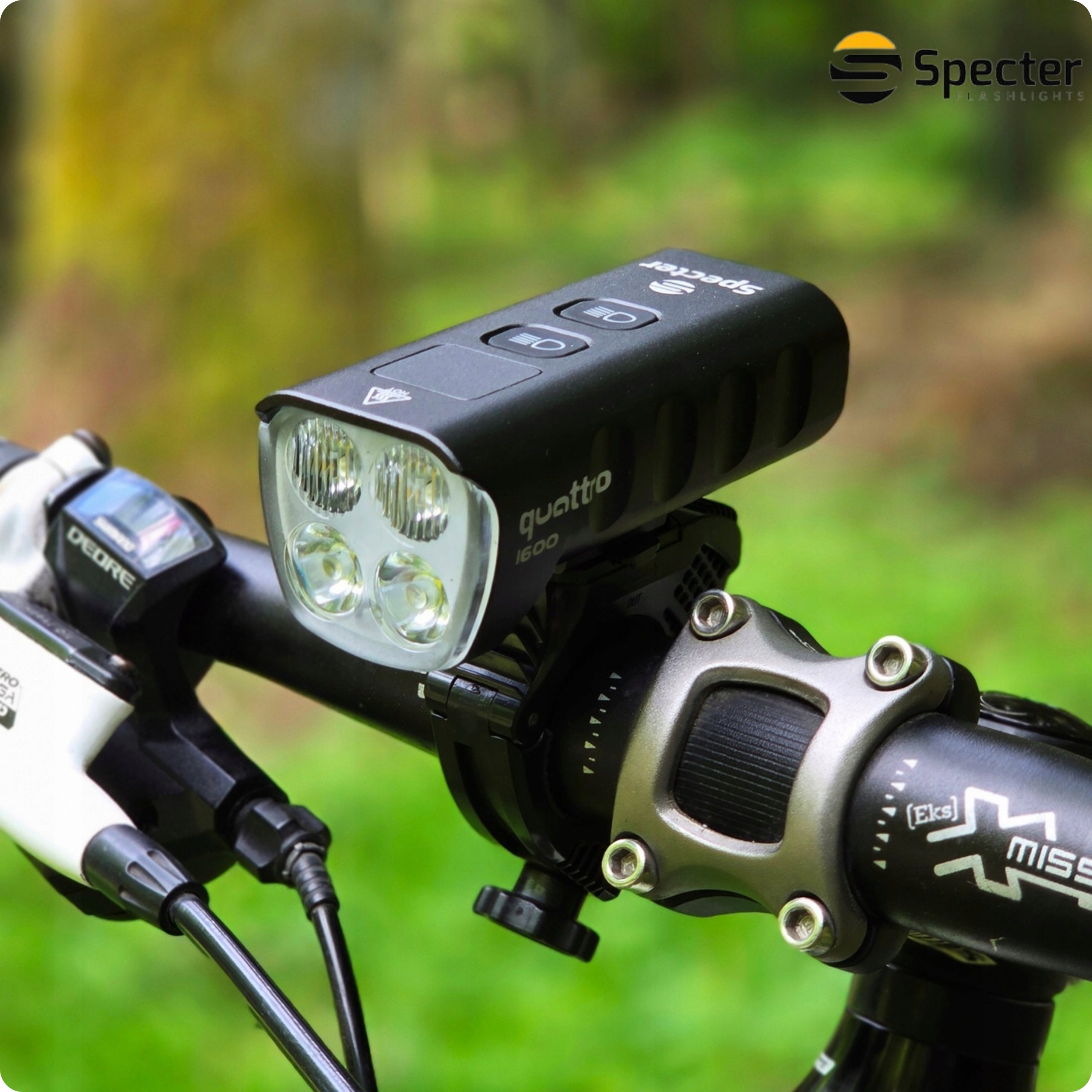 FRONT BIKE LIGHT LED USB C Specter Quattro 1600lm Powerful Powerbank Brand Specter