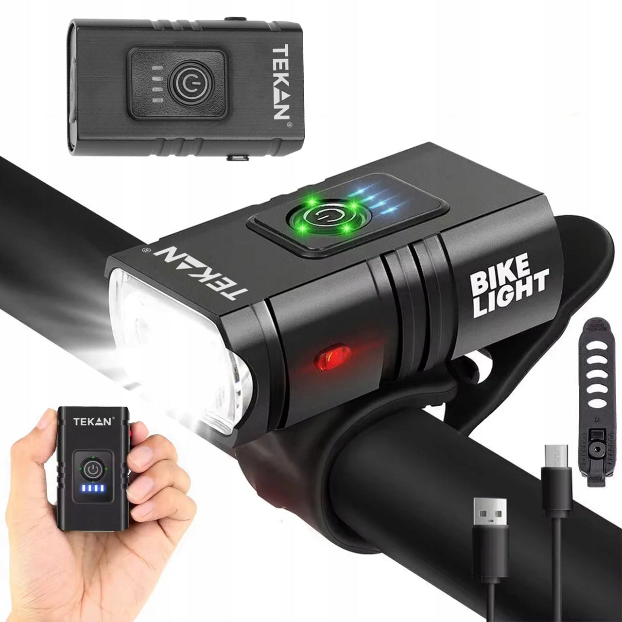 FRONT BIKE LIGHT STRONG FOR LED BATTERY 6 USB-C LIGHT MODES