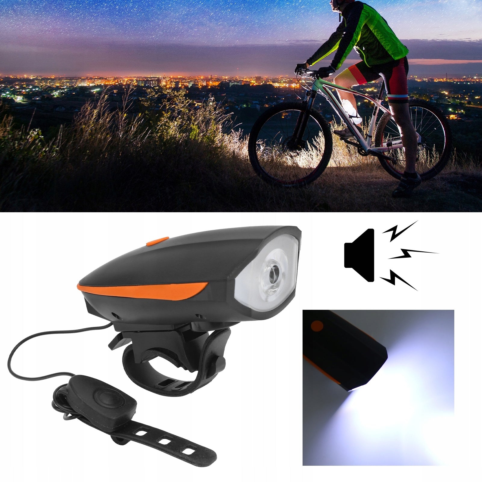 FRONT BIKE LIGHT with horn led light front for USB handlebar Manufacturer code MBPGD9160