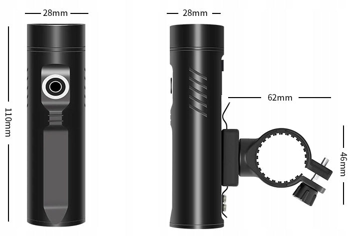 FRONT LAMP CREE USB HOLDER 3200 LM MEGA POWER Kind front-facing