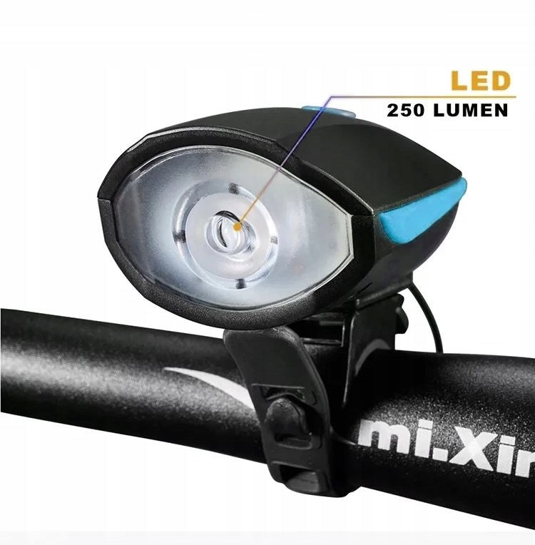 FRONT LED BICYCLE LIGHT 250lm FRONT RECHARGEABLE USB FLASHLIGHT HORN Kind front-facing