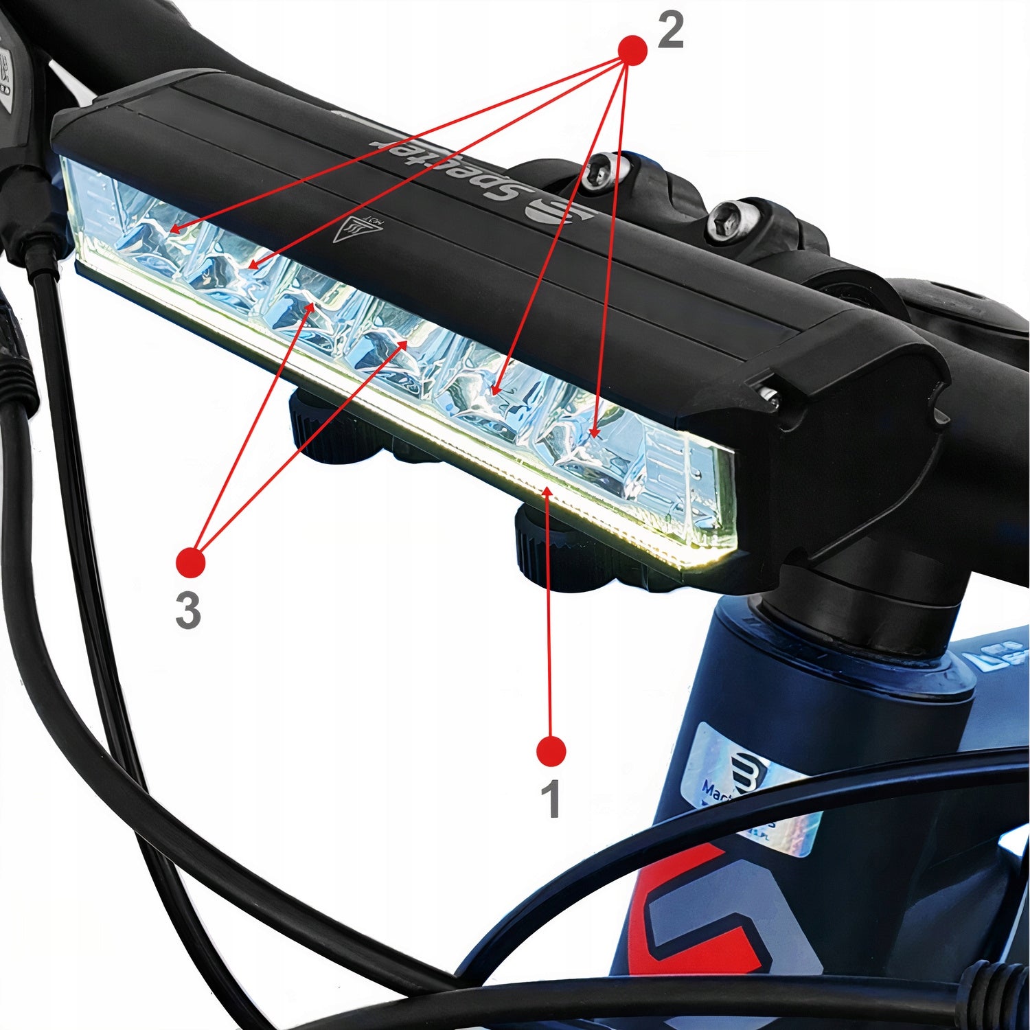 FRONT LED BICYCLE LIGHT Powerful USB C 1400LM IPX6 Specter Simple Installation Kind front-facing