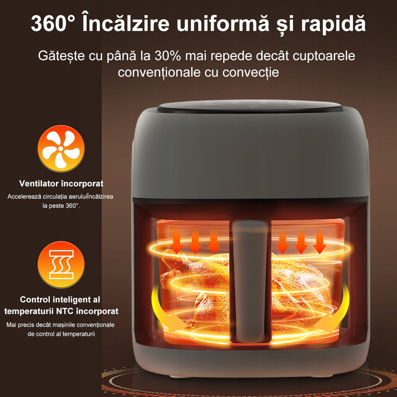 FRYTKOWNICA BEZTŁUSZCZOWA 1350W 4.5L AIR FRYER NIEPRZYWIERAJĄCA 10PROGRAMÓW Manufacturer code ALGHF-QF-304B-EU