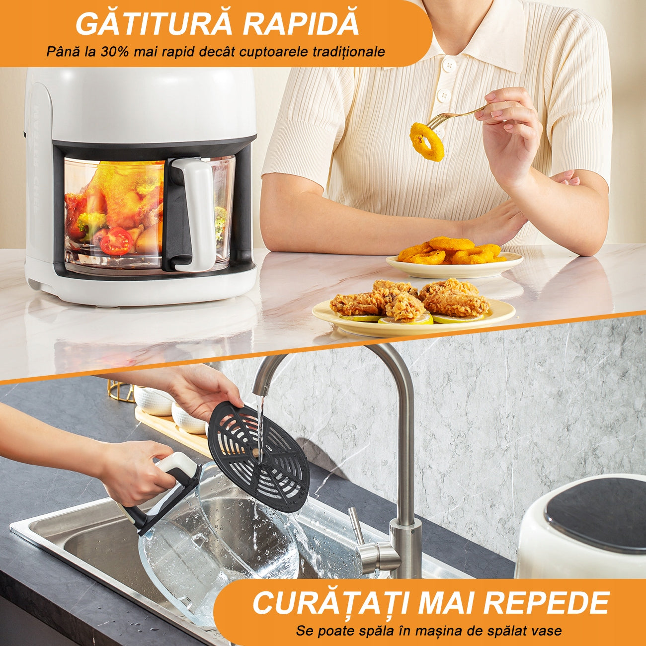 FRYTKOWNICA BEZTŁUSZCZOWA 1350W 4.5L AIR FRYER NIEPRZYWIERAJĄCA 10PROGRAMÓW Power 1350 W
