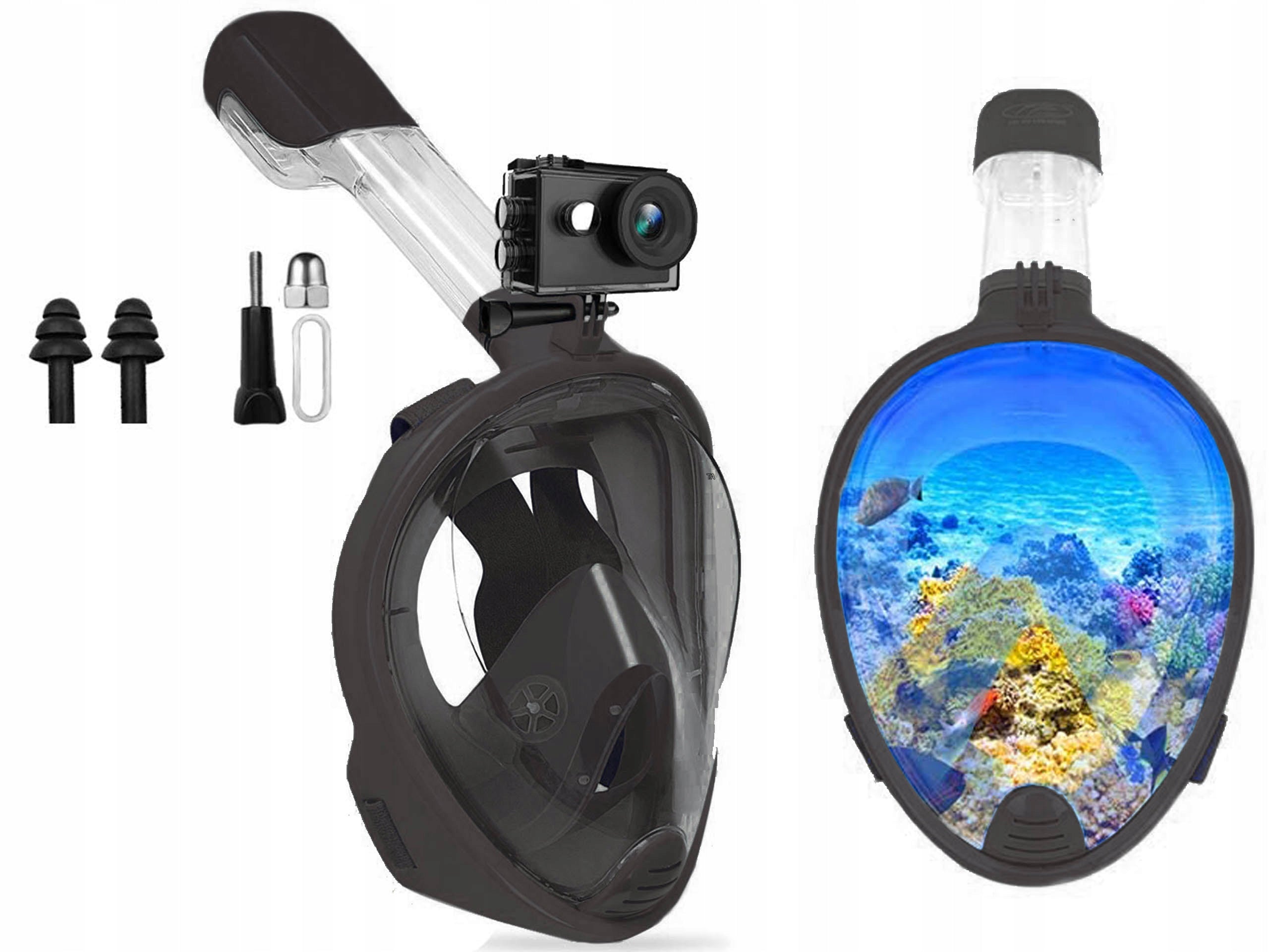 FULL DIVING MASK SNORKELING FOLDING M/M FULL FACE Color black