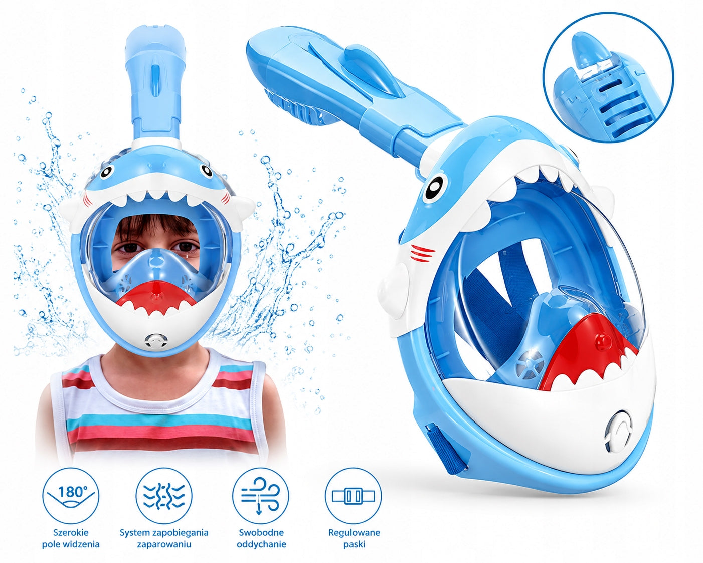 FULL FACE DIVING MASK FOR FULL FACE SHARK SWIMMING