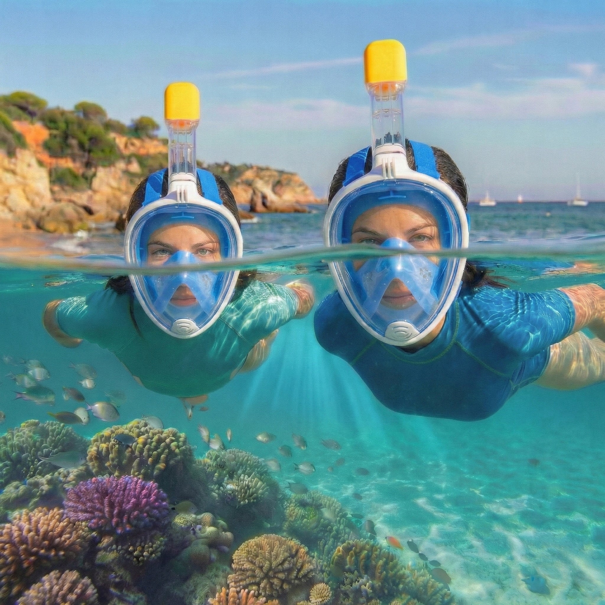 FULL FACE DIVING MASK FOR KIDS FOR SNORKELING S/M AntiFog Kind for children full face with tube