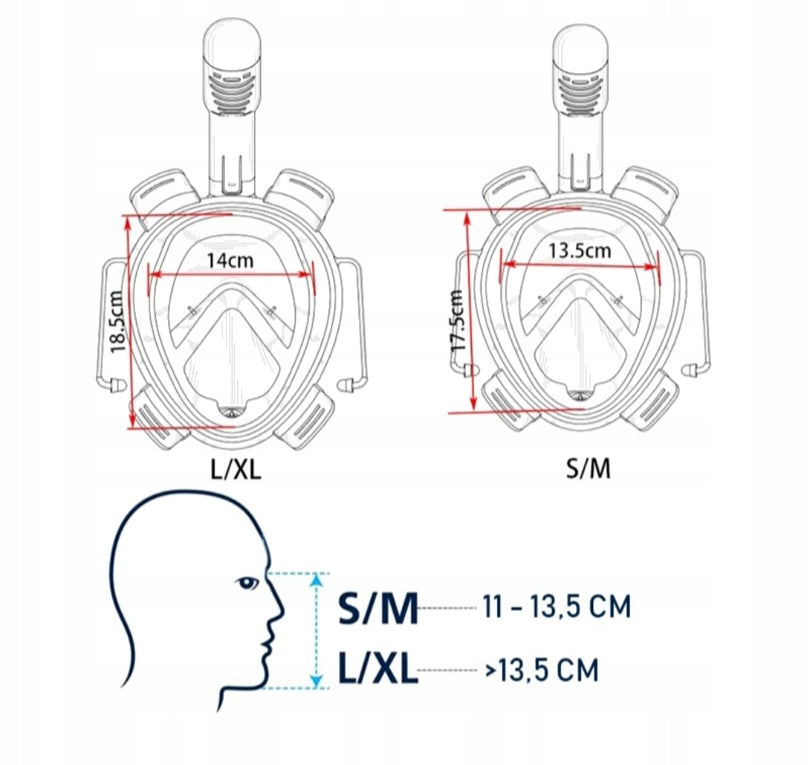 FULL FACE DIVING MASK WITH TUBE DOES NOT EVAPORATE L/XL ANTIFOG Gender unisex product