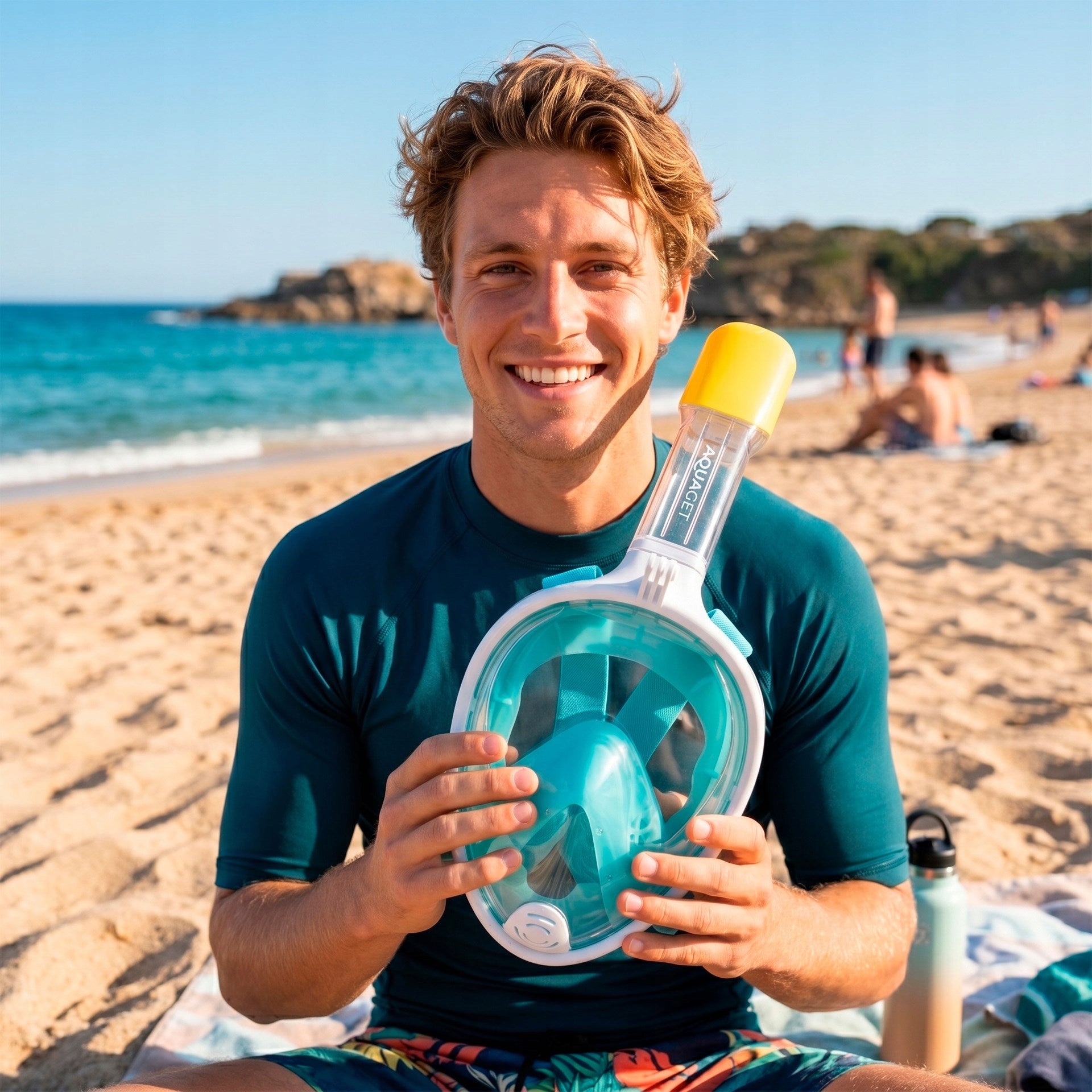 FULL FACE SNORKELING DIVING MASK L/XL FOR THE WHOLE FACE does not evaporate Brand AQUAGET
