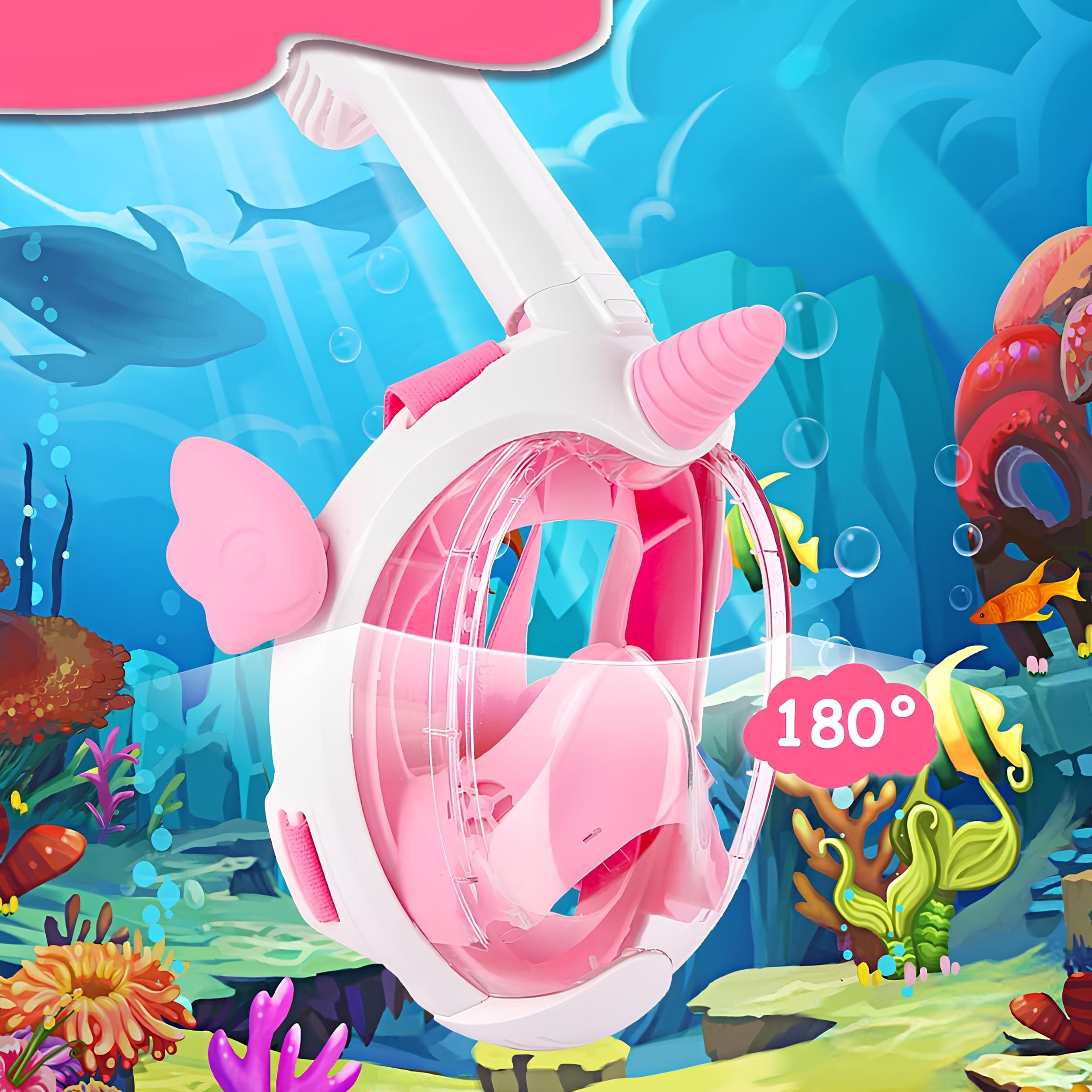 FULL FACE SNORKELING MASK FOR CHILDREN 2-8 YEARS XS PINK Brand Renew Force