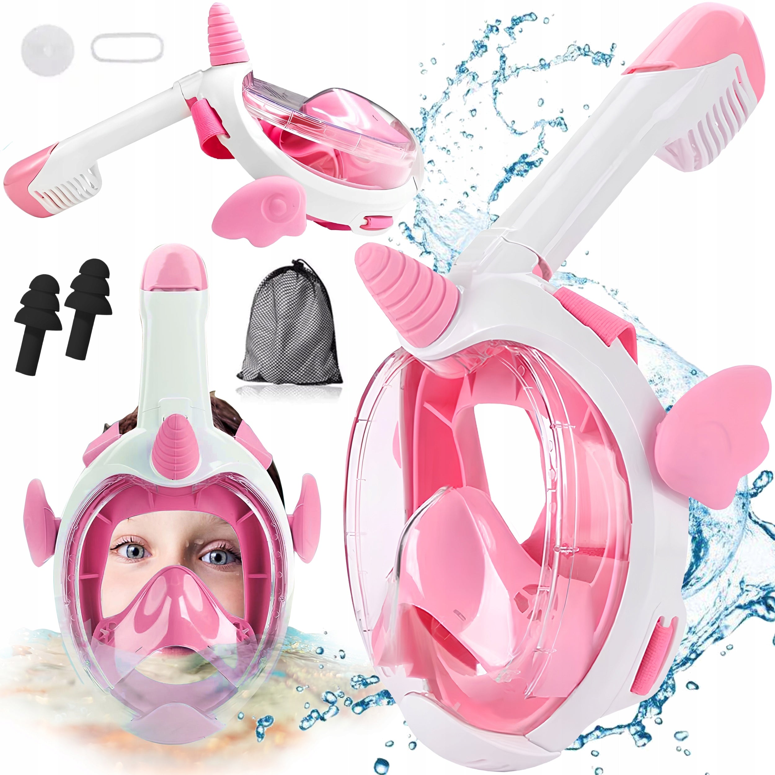 FULL FACE SNORKELING MASK FOR CHILDREN 2-8 YEARS XS PINK